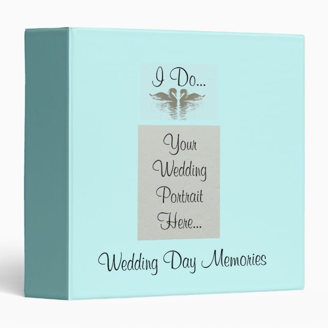 Swans in Love Wedding Vow Personalized Photo Album 3 Ring Binder (Front/Spine)