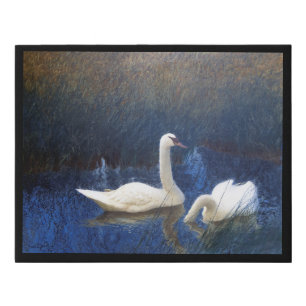 Swans in Reeds, Bruno Liljefors Faux Canvas Print