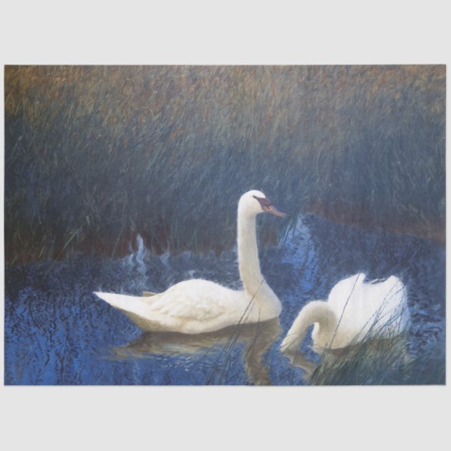 Swans in Reeds, Bruno Liljefors Tissue Paper (Front)