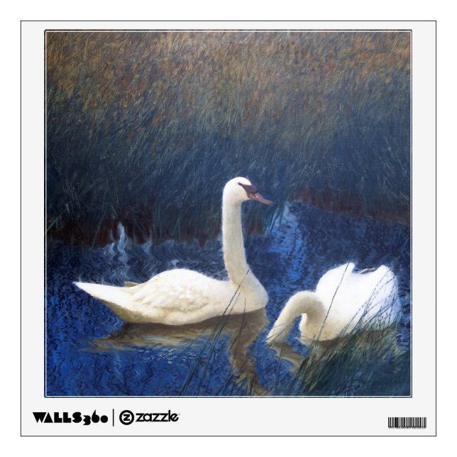 Swans in Reeds, Bruno Liljefors Wall Decal (Front)