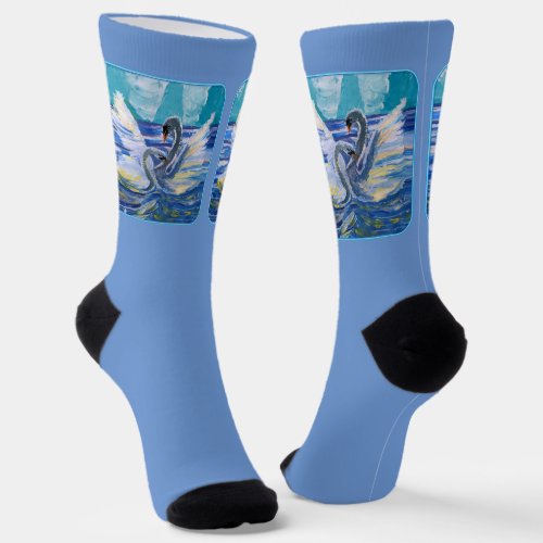 Swans in Sunrise Crew Socks