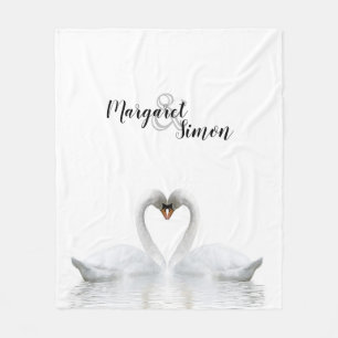 Swans love names wedding fleece blanket