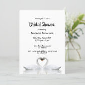 Swans love white bridal shower invitation (Standing Front)