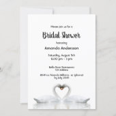 Swans love white bridal shower invitation (Front)