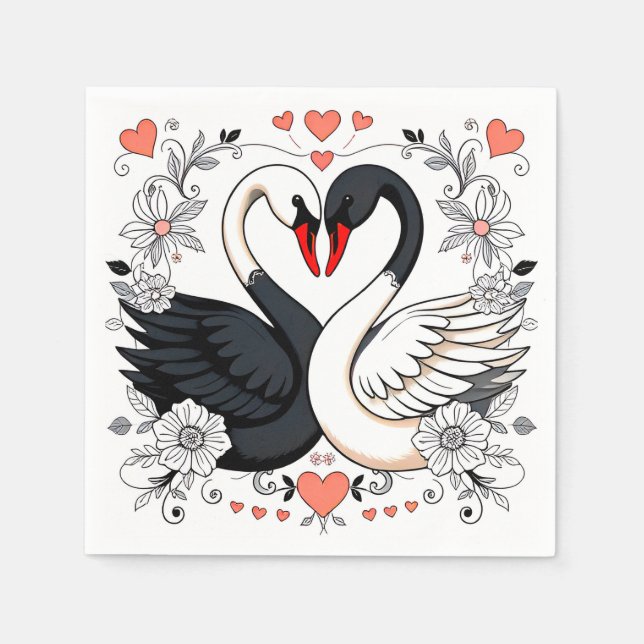 Swans Luxury Wedding Table Setting Napkins (Front)
