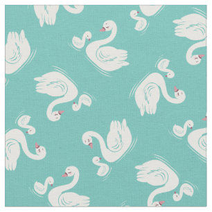 Swans Mama and Baby Cute Kids Fabric