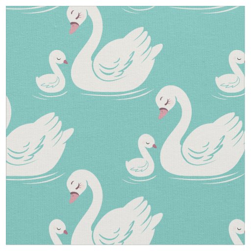 Swans Mama and Baby Cute Kids Fabric
