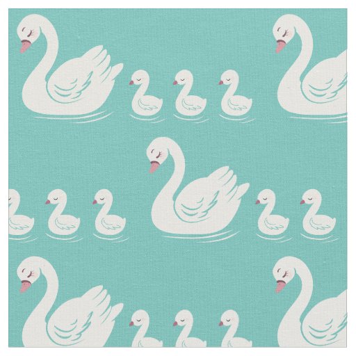 Swans Mama and Baby Cute Kids Fabric