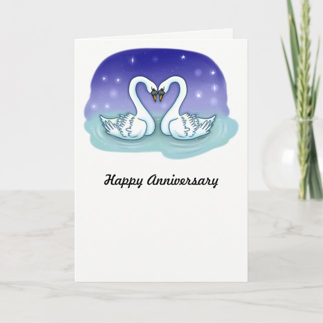 Swans on a Lake Anniversary card (Front)