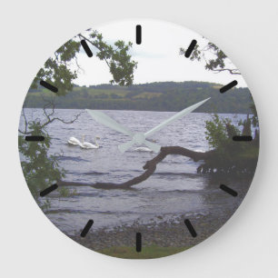 Swans on Loch Lomond Large Clock