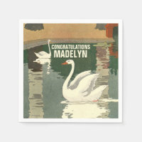 Swans on the Lake Congratulations Antique White