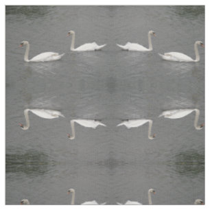 Swans on the River Patterned Animal Fabric