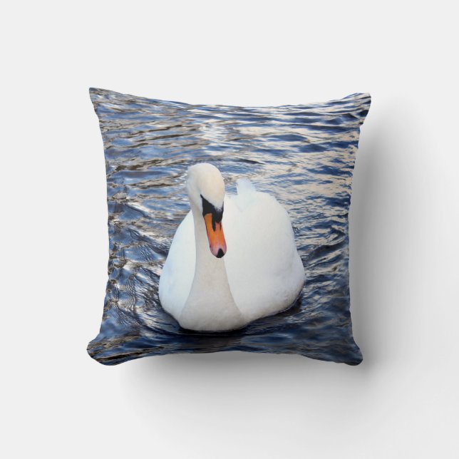 Swans on water throw pillow (Front)