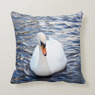 Swans on water throw pillow