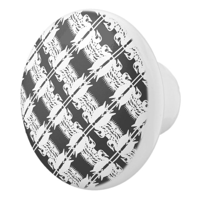 Swans Pattern Greytone Ceramic Knob (Right)