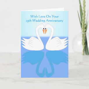 Swans Personalised 25th Wedding Anniversary Card