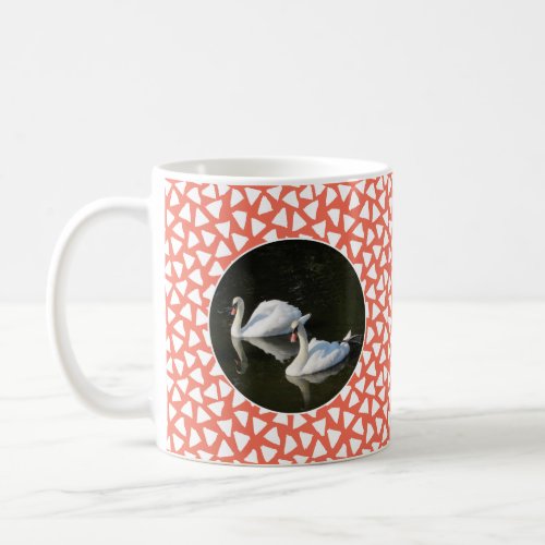Swans Photo with triangle background Coffee Mug