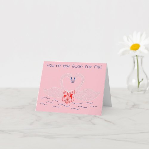 Swans Reading a Book Cute Valentines Day Card