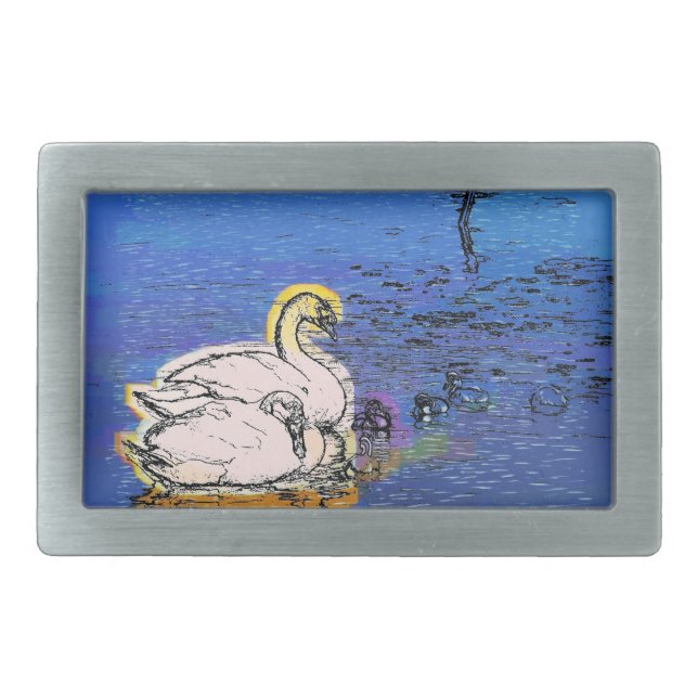 SWANS RECTANGULAR BELT BUCKLE (Front)