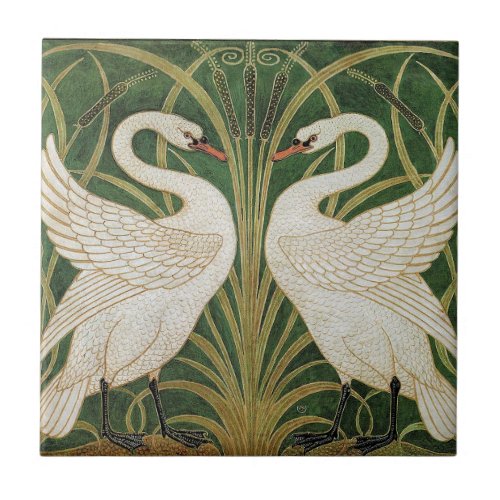 Swans Rush Iris Walter Crane Tile