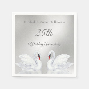 Swans Silver custom 25th Wedding Anniversary Napkins