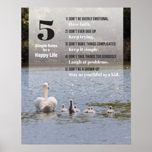 Swans Simple Rules for a Happy Life Poster