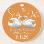 Swans Vintage Western Font Save the Date Gifts Sandstone Coaster<br><div class="desc">Old Western Lodge Love birds Swans Purple or any color Lovebird Wedding Party Favor Tags Stickers or Save the Date Stickers to change background color click customize - click edit - select last tool on drop down and choose any color shown or insert your own RGB hex code for your...</div>