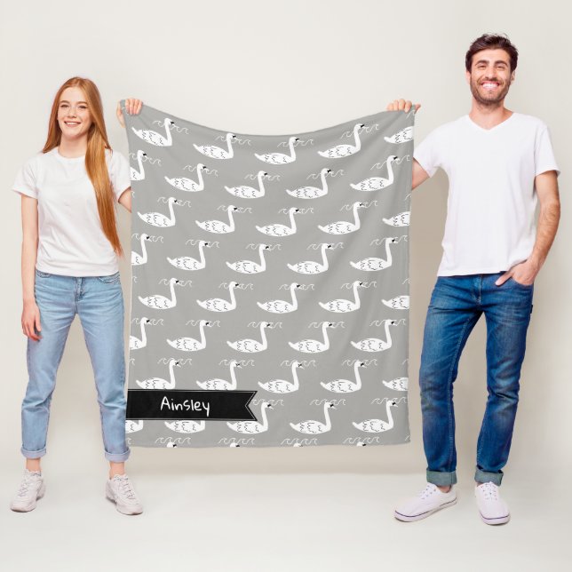Swans & Waves | Personalized Fleece Blanket (In Situ)