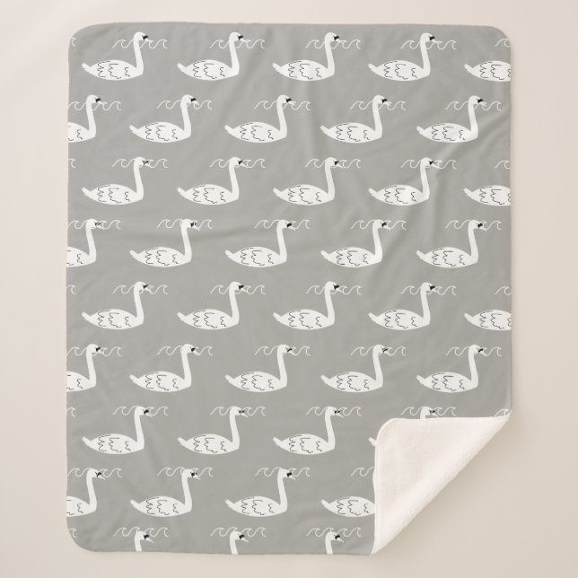 Swans & Waves Sherpa Blanket (Front)