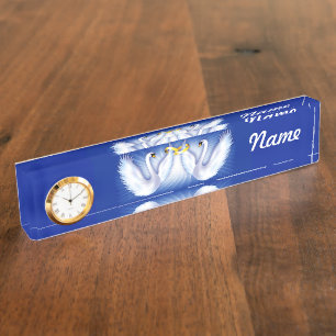 Swan's Wedding Desk Name Plate