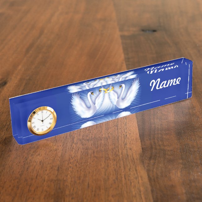 Swan's Wedding Desk Name Plate (Side)