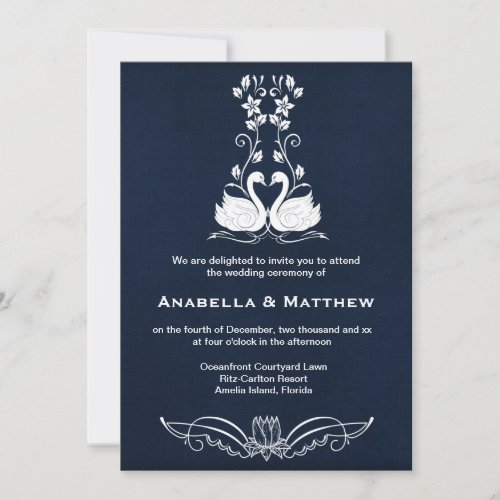 Swans wedding invitation