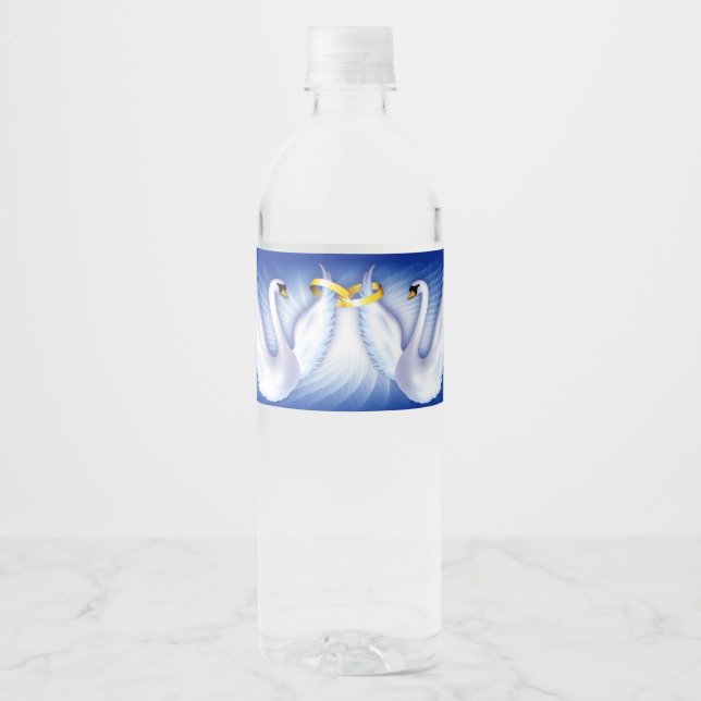 Swan's Wedding Water Bottle Label (Front)