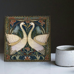 Swans William Morris Wall Decor Art Nouveau Swan Ceramic Tile
