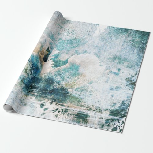 Swans with watercolor wrapping paper