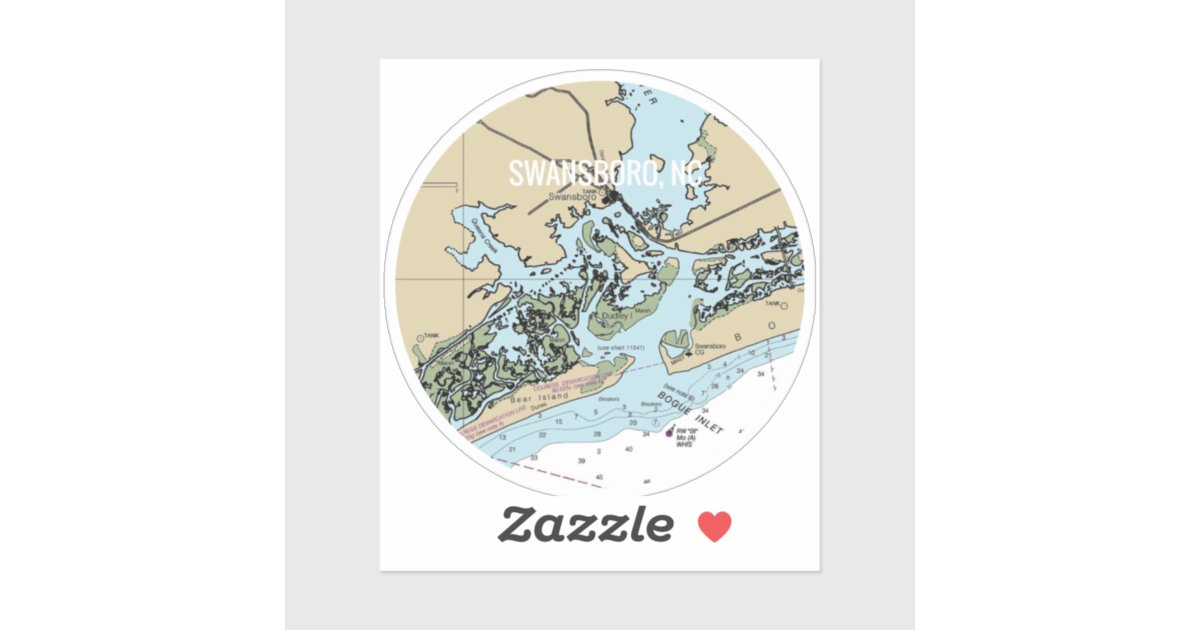 Swansboro NC Nautical Chart Sticker Zazzle