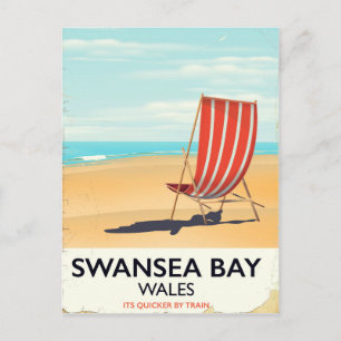Swansea Bay Wales Seaside poster Postcard
