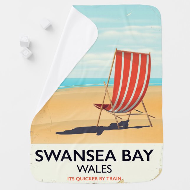 Swansea Bay Wales Seaside poster Stroller Blanket (In Situ)