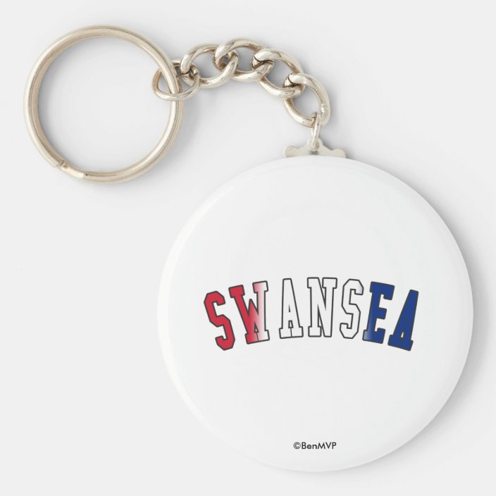 Swansea in United Kingdom National Flag Colors Keychain