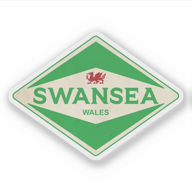 Swansea Wales Vintage Sticker (Front)