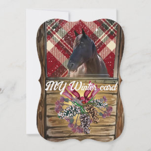 swap out picture cute stall horse holiday card