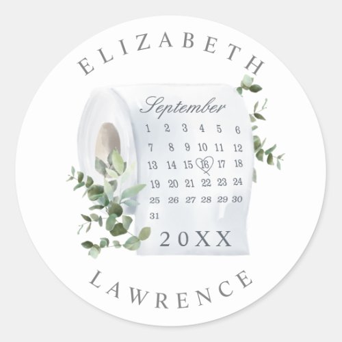 Swap the Date Foliage Toilet Paper Roll Calendar Classic Round Sticker