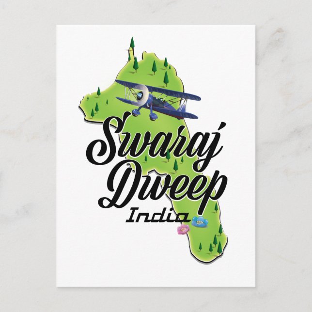 Swaraj Dweep India map Postcard (Front)