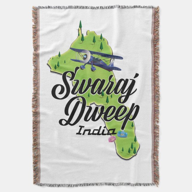 Swaraj Dweep India map Throw Blanket (Front Vertical)