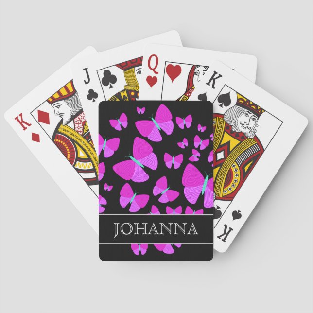 Swarm of Artistic Butterflies + Custom Name Poker Cards (Back)