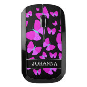 Swarm of Artistic Butterflies + Custom Name Wireless Mouse (Front)