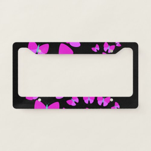 Swarm of Artistic Butterflies License Plate Frame