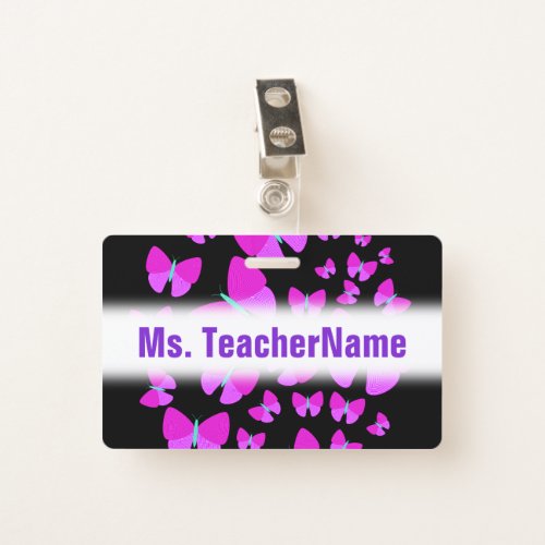 Swarm of Artistic Butterflies  Teacher Name Badge
