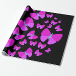 [ Thumbnail: Swarm of Artistic Butterflies Wrapping Paper ]