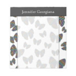 [ Thumbnail: Swarm of Butterflies With Colorful Striped Wings Notepad ]